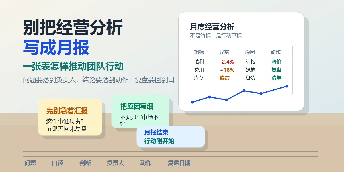 别把经营分析写成月报：一张表怎样推动团队行动
